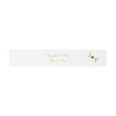 Gouden Witte Trouw Monogram Uitnodigingen Wikkel (Vlak)