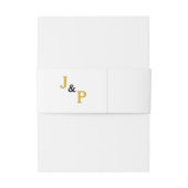 Gouden Witte Trouw Monogram Uitnodigingen Wikkel (Achterkant Voorbeeld)