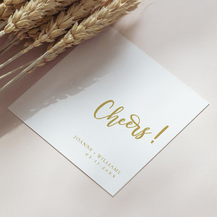 Gouden & Witte Trouwservetten Elegant Cheers-ontwe Servet