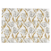 Gouden Witte Tulp Bloemen Bruidsdouche Groot Cadeauzakje (Achterkant)