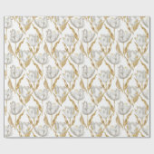 Gouden Witte Tulp Bloemen Bruiloft Feest Cadeaupapier (Vlak)