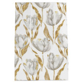 Gouden Witte Tulp Bloemen Bruiloft Feest Medium Cadeauzakje (Achterkant)