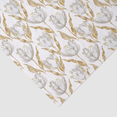 Gouden Witte Tulp Bloemen Bruiloft Tissuepapier (Detail)