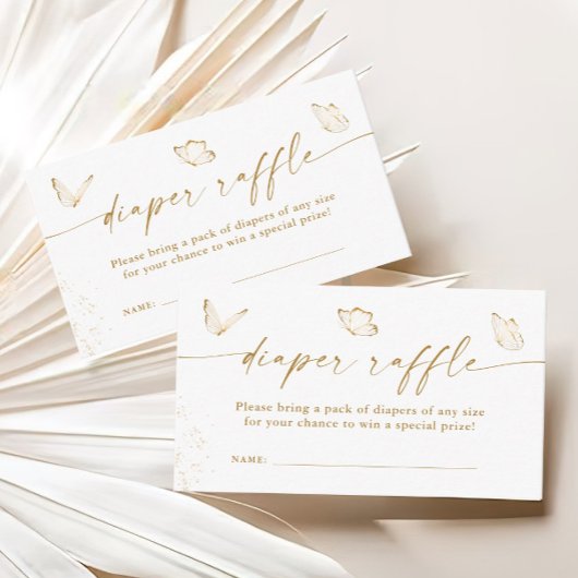 Gouden Witte Vlinder Baby shower Luier Raffle Informatiekaartje