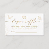 Gouden Witte Vlinder Baby shower Luier Raffle Informatiekaartje (Voorkant)