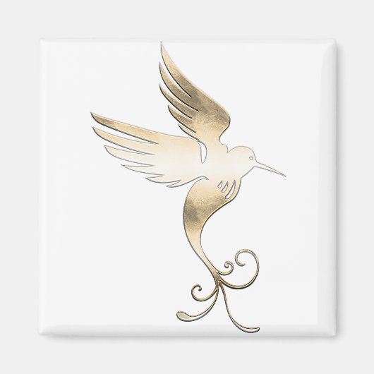 Gouden witte vogel magneet (Voorkant)