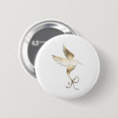 Gouden witte vogel ronde button 5,7 cm (Voorkant /achterkant)