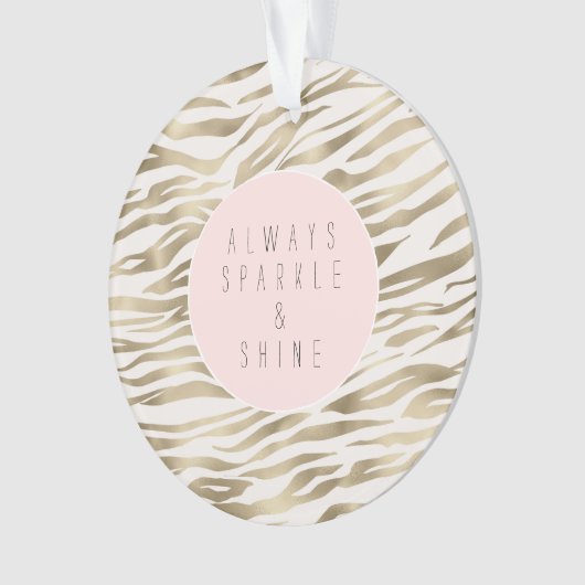 Gouden witte zebra print ornament (voorkant)