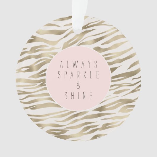 Gouden witte zebra print ornament (voorkant)