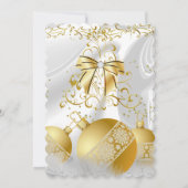 Gouden Witte Zijde Strik Bal Kerstfeest Kaart (Achterkant)