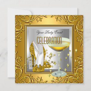 Gouden Witte Zilveren Hoge Hak Schoenen Champagne Kaart
