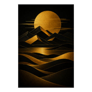 Gouden Woestijn Horizon Poster