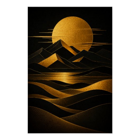 Gouden Woestijn Horizon Poster (Voorkant)