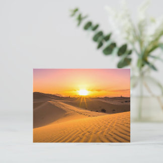 Gouden Woestijn Zonsondergang Duinen Ansichtkaart Feestdagenkaart