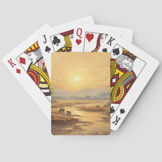 Gouden Woestijn Zonsondergang Duinen Speelkaarten (Achterkant)