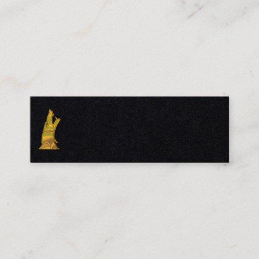Gouden Wolf Hoofd zwarte mini visitekaartje vert (Voorkant)
