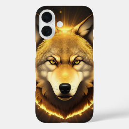 Gouden Wolf Illustratie in Stralende Glow iPhone 16 Hoesje