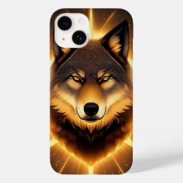 Gouden Wolf Illustratie in Stralende Glow Case-Mate iPhone 14 Hoesje