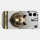 Gouden Wolf Met Aangepaste Naam 🐺 Case-Mate iPhone Case (Achterkant (horizontaal))