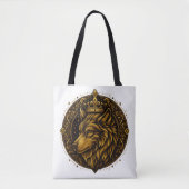 Gouden wolf met kroon design shirts tote bag (Voorkant)