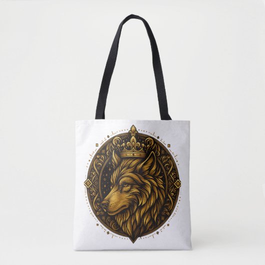 Gouden wolf met kroon design shirts tote bag (Voorkant)