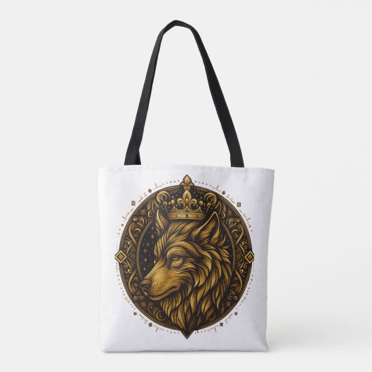 Gouden wolf met kroon design shirts tote bag (Achterkant)