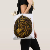 Gouden wolf met kroon design shirts tote bag (Dichtbij)