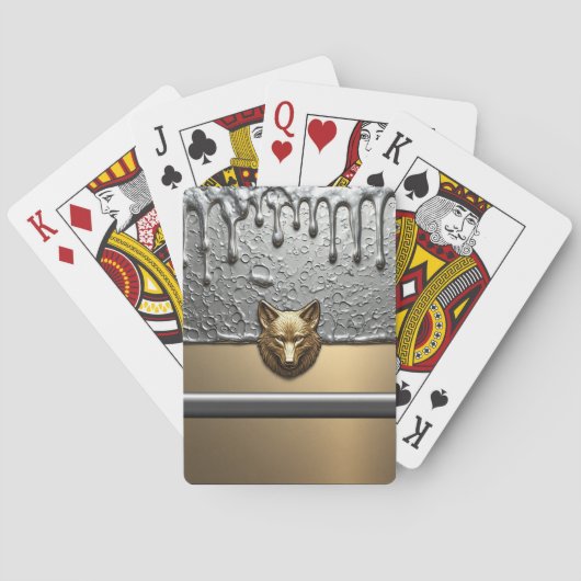 Gouden Wolf Reliëf Met Metaal Druppel Effect 🐺 Pokerkaarten (Achterkant)