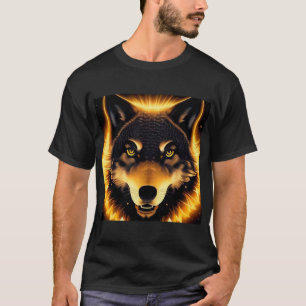 Gouden Wolf Stralend Licht Mythische Grafiek T-shirt