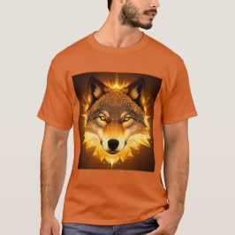 Gouden Wolf Stralende Energie Mythisch Ontwerp T-shirt