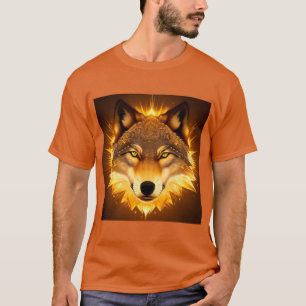 Gouden Wolf Stralende Energie Mythisch Ontwerp T-shirt