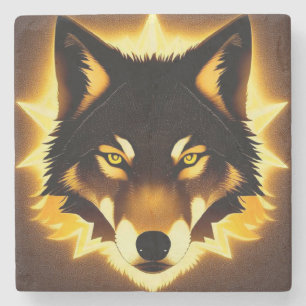 🐺 Gouden Wolfengezicht voor decoratie 🐺 Stenen Onderzetter