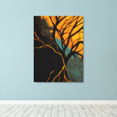 Gouden wortels en schemerboom canvas afdruk (Insitu (Houten vloer))