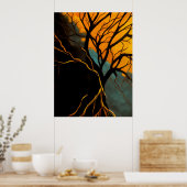 Gouden wortels en schemerboom poster (Keuken)