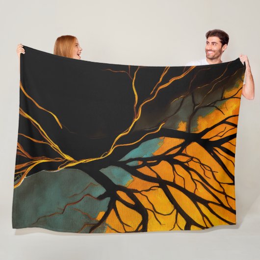 Gouden Wortels en Twilight Tree Fleece Deken (In situ)