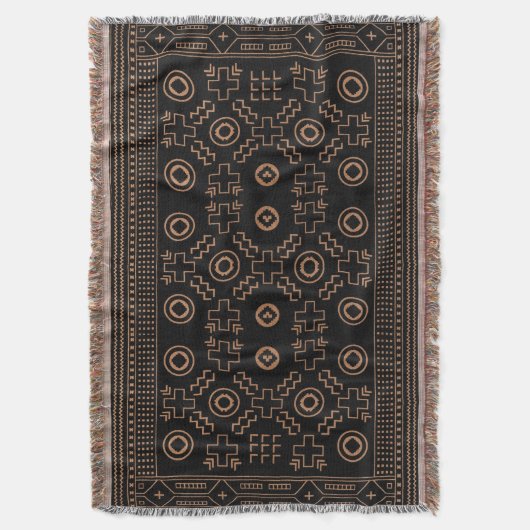 Gouden wortels: zwart en tribale Marokkaanse elega Deken (Voorkant Verticaal)