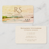 Gouden Woud Vogels Landschap Monogram Visitekaartje (Voorkant / Achterkant)