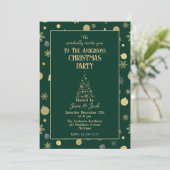 Gouden Xmas Tree & Ornamenten Emerald Groene Kerst Kaart (Staand voorkant)