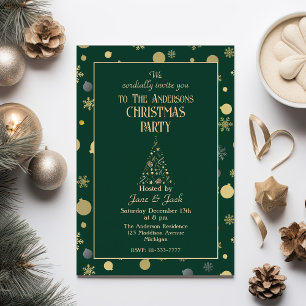 Gouden Xmas Tree & Ornamenten Emerald Groene Kerst Kaart