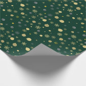 Gouden Xmas Tree Ornamenten Patroon Groene Kerst Cadeaupapier (Hoek)