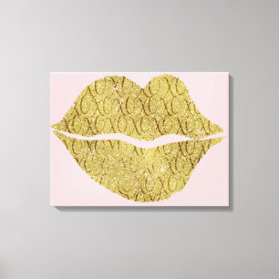 Gouden XOXO lippen Canvas Afdruk