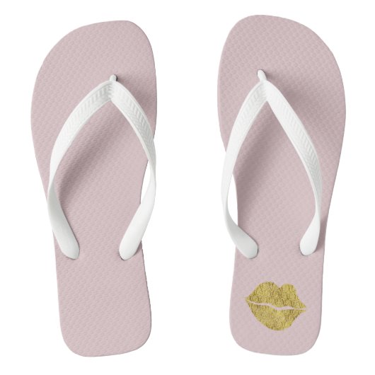 Gouden XOXO lippen Teenslippers (Voetbed)