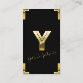 Gouden Y Initiaal en Randen Zakkaartje Visitekaartje