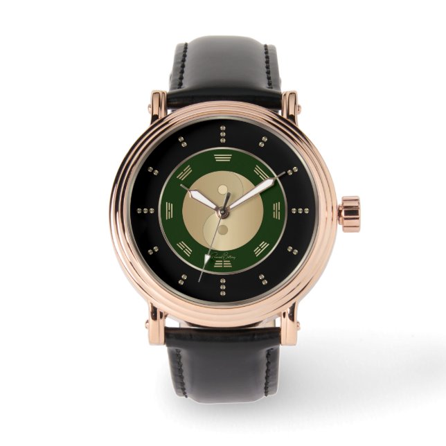 Gouden Yin Yang Luxe Horloge (Voorkant)