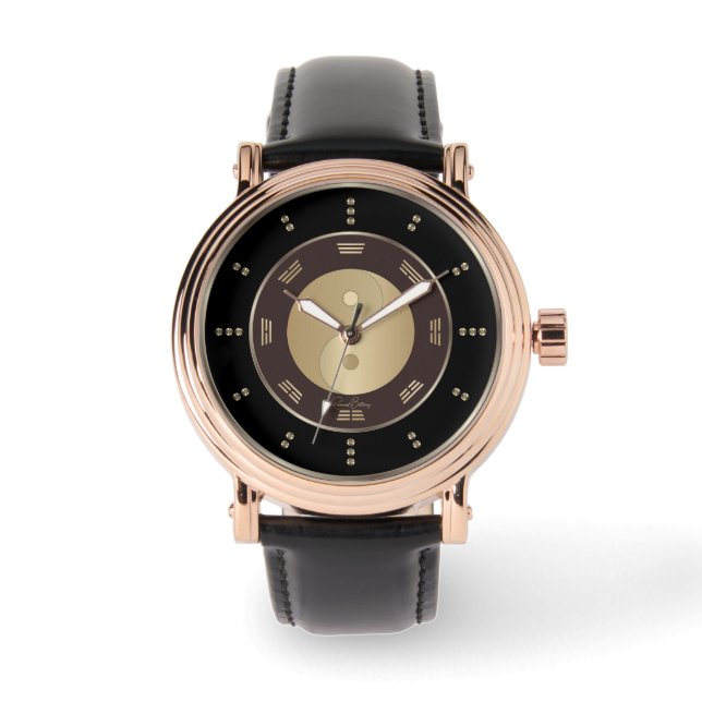 Gouden Yin Yang Luxe Horloge (Voorkant)