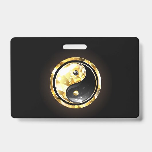 Gouden Yin Yang op zwart Badge (Voorzijde)