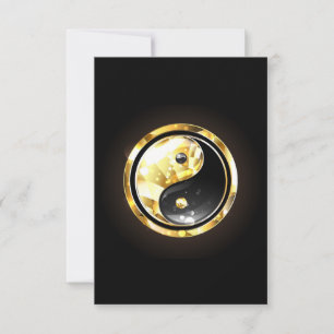 Gouden Yin Yang op zwart Bedankkaart