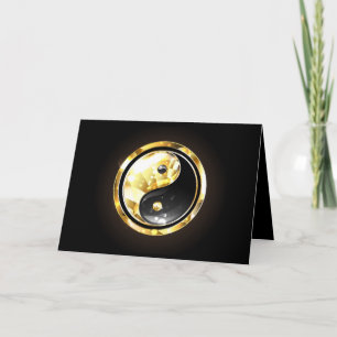 Gouden Yin Yang op zwart Bedankkaart