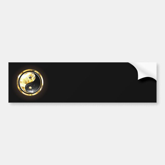 Gouden Yin Yang op zwart Bumpersticker (Voorkant)