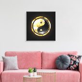 Gouden Yin Yang op zwart Canvas Afdruk (Insitu (Woonkamer))